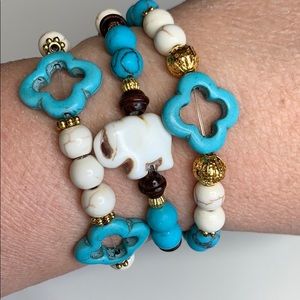 Handmade Bracelet Set howlite elephant (a1017)
